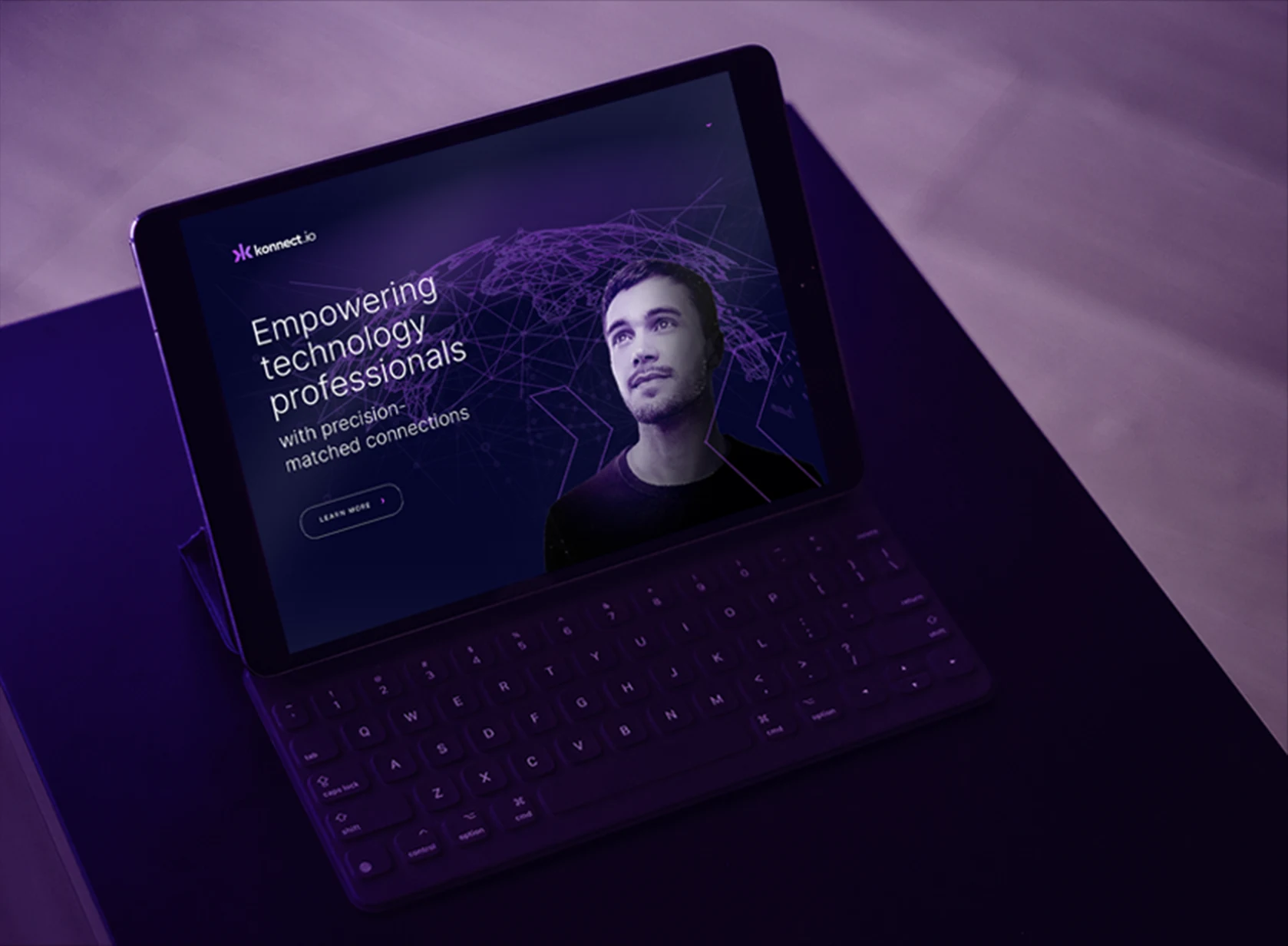 Konnect.io website on a tablet